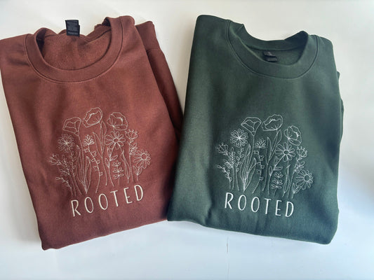 Rooted & Grounded in Love Embroidered Sweatshirt